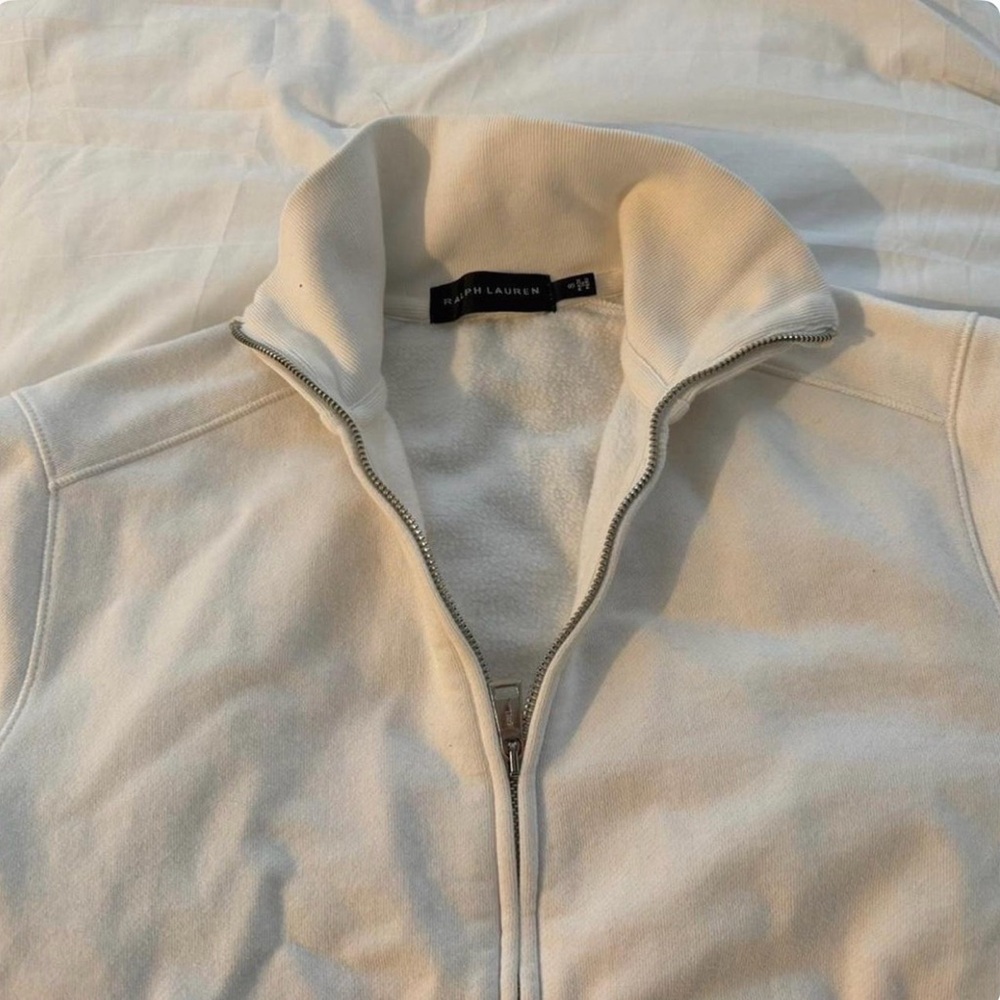 Ralph Lauren White Cream Full-Zip Fleece Jacket